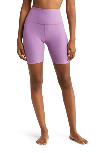 Shop Beyond Yoga High Waist Biker Shorts In Bright Iris Heather