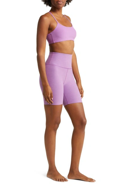 Shop Beyond Yoga High Waist Biker Shorts In Bright Iris Heather