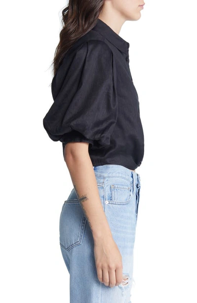 Shop Frame Voluminous Twist Crop Blouse In Noir