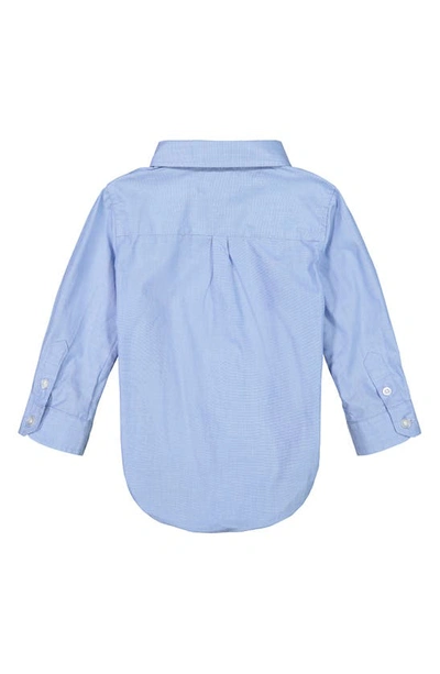 Shop Andy & Evan Button-up Long Sleeve Bodysuit In Medium Blue