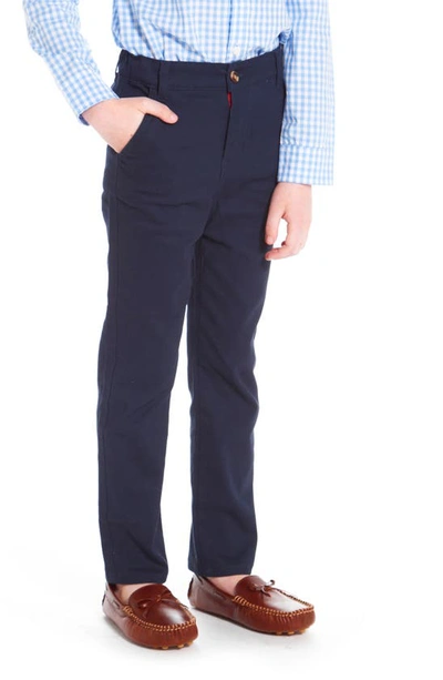 Andy & Evan Boy's Straight Leg Twill Pants In Navy