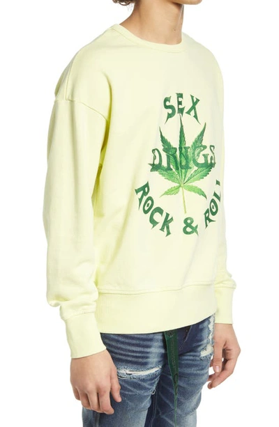 Cult Of Individuality Novelty Crew Neck Fleece Sweatshirt In Lemon