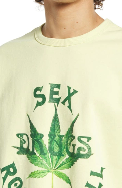Cult Of Individuality Novelty Crew Neck Fleece Sweatshirt In Lemon