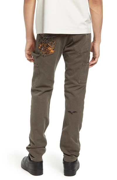 Cult Of Individuality Rocker Slim Rigid Straight Leg Carpenter Pants In Army Green