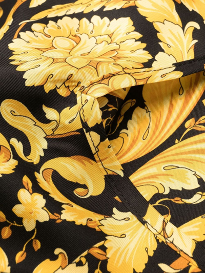 Shop Versace Barocco-print Silk Slip Dress In Black