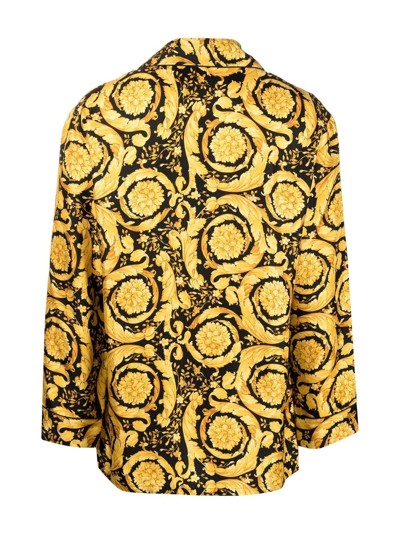 Versace Men's Baroque Silk Pajama Top In Black