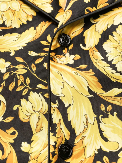 Versace Men's Baroque Silk Pajama Top In Black