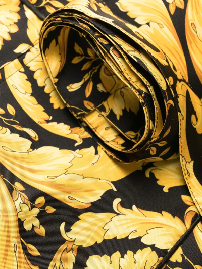 Versace Baroque Print Silk Robe In Black