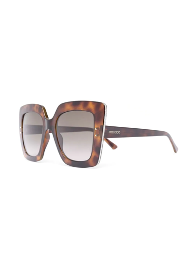 Jimmy Choo Tortoiseshell-effect Tinted Sunglasses In Brown