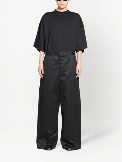 Shop Balenciaga Drop-crotch Wide-leg Trousers In Black