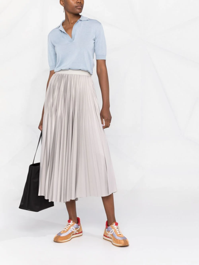 Shop Fabiana Filippi Pleated Midi Skirt In Grey