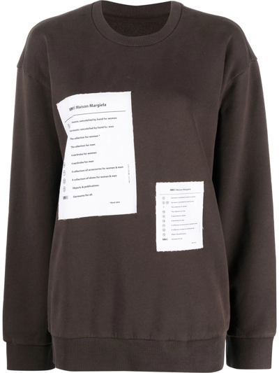 Shop Mm6 Maison Margiela Numbers-patch Cotton Sweatshirt In Brown