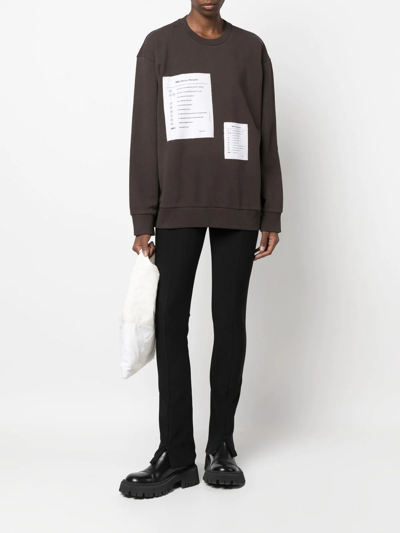 Shop Mm6 Maison Margiela Numbers-patch Cotton Sweatshirt In Brown