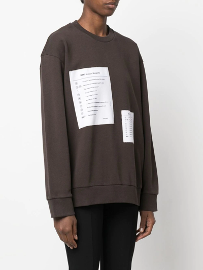 Shop Mm6 Maison Margiela Numbers-patch Cotton Sweatshirt In Brown