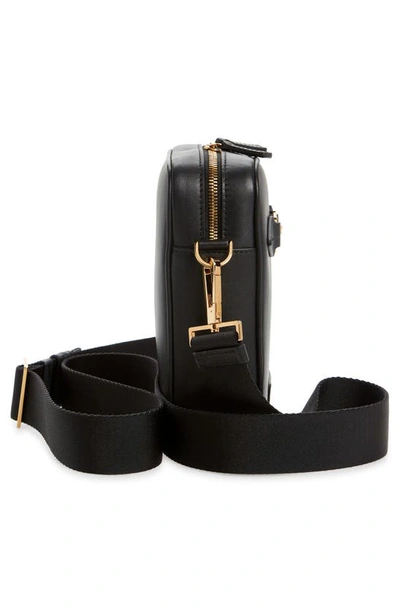 Shop Versace First Line Biggie Medusa Coin Phone Crossbody Bag In Black/ Versace Gold