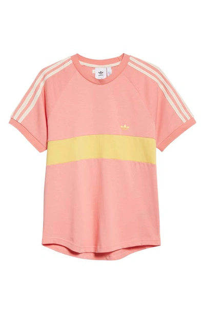 Shop Adidas X Wales Bonner Slim Fit Colorblock Organic Cotton T-shirt In Tactile Rose