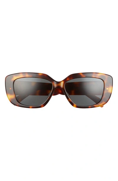 Shop Celine Triomphe 55mm Rectangular Sunglasses In Blonde Havana / Smoke