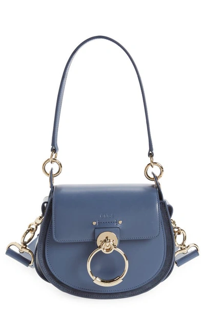 Shop Chloé Small Tess Leather Crossbody Bag In Graphite Navy