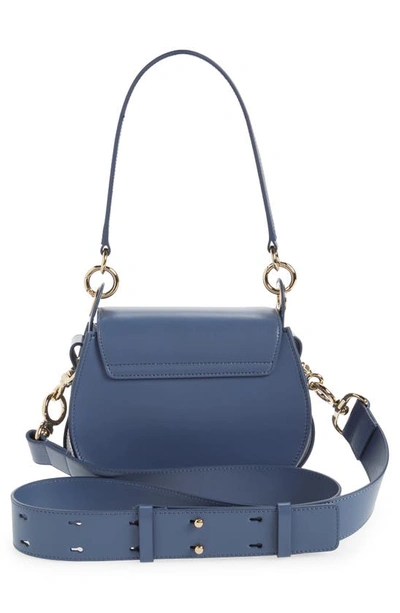 Shop Chloé Small Tess Leather Crossbody Bag In Graphite Navy