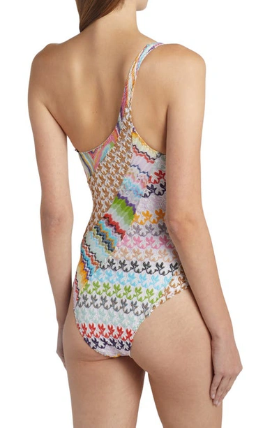 Shop Missoni Patchwork Panel One-shoulder One-piece Swimsuit