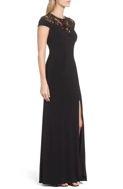 Shop Adrianna Papell Sequin Embellished Gown In Black