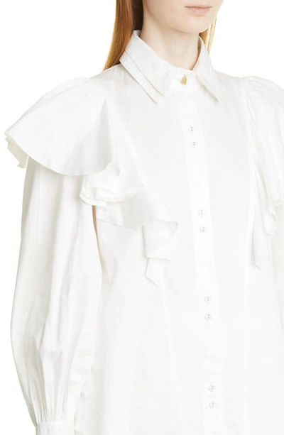 Shop Aje Kindred Ruffle Long Sleeve Cotton Blouse In Ivory