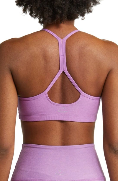 Shop Beyond Yoga Space Dye Slim Racerback Sports Bra In Bright Iris Heather