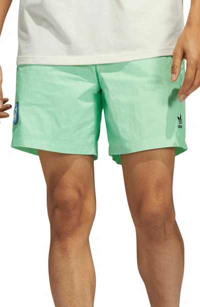 Adidas Originals Happy Earth Recycled Nylon Shorts In Lime | ModeSens