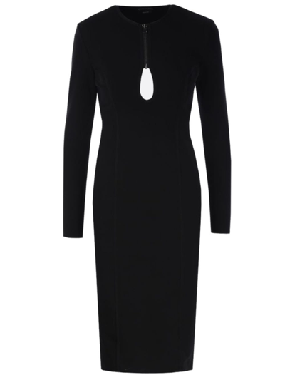 Shop Tom Ford Black Stretch Jersey Midi Dress With Cut-out In Nero