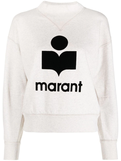 Shop Isabel Marant Étoile Moby Flocked-logo Sweatshirt In Neutrals