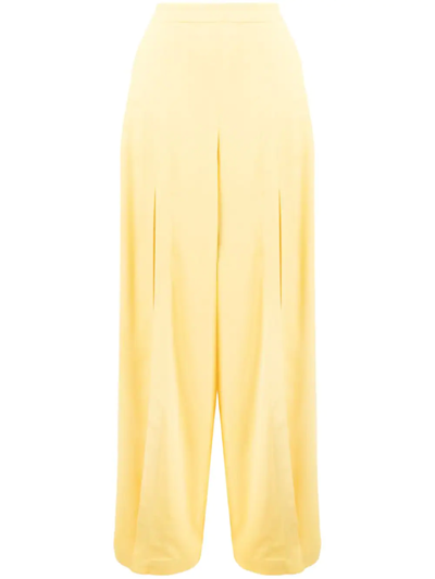 Shop Etro Maxi-slit Wide Leg Trousers In Yellow