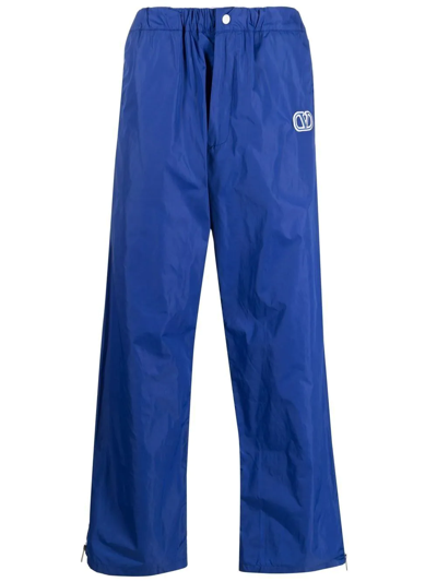 Shop Valentino Side-stripe Technical Trousers In Blue