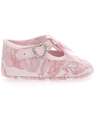 Shop Monnalisa Pink Brocade Slippers In Dusty Pink Rose