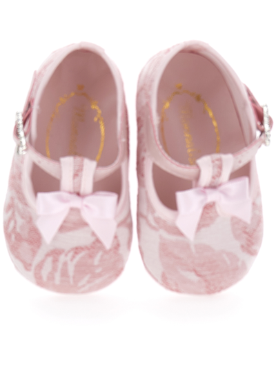 Shop Monnalisa Pink Brocade Slippers In Dusty Pink Rose