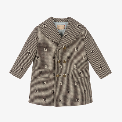 Shop Gucci Boys Brown & Beige G Logo Coat