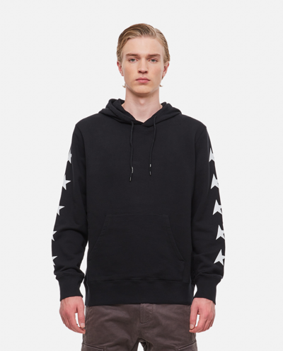 Shop Golden Goose Cotton Star Printed Hoodie In Black