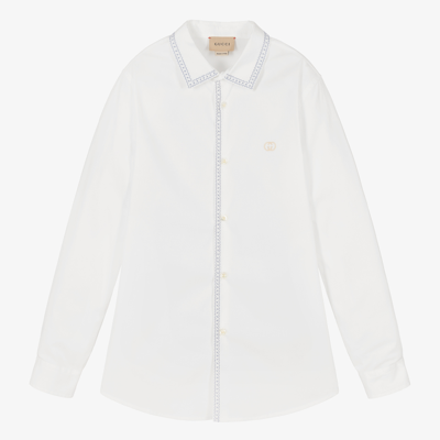 Shop Gucci Teen Boys White Logo Shirt