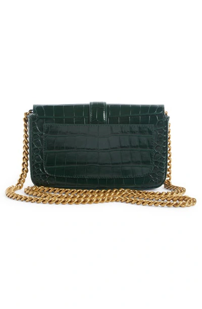 Shop Balenciaga Extra Small Croc Embossed Leather Crossbody Bag In Forest Green