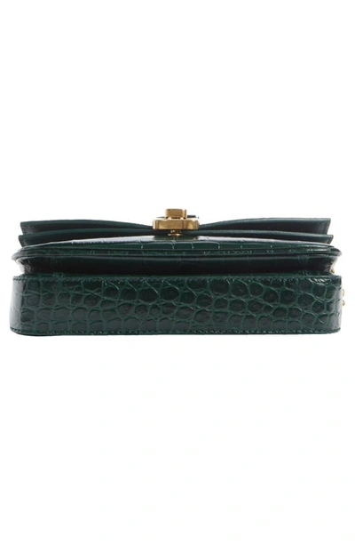 Shop Balenciaga Extra Small Croc Embossed Leather Crossbody Bag In Forest Green