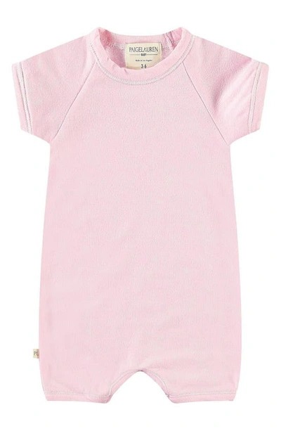 Shop Paigelauren Short French Terry Romper In Pink
