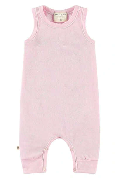 Shop Paigelauren French Terry Sleeveless Romper In Pink