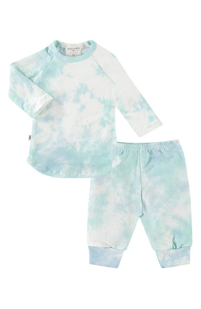 Paigelauren Tie Dye Long Sleeve Shirt & Pants Set In Blue-green Tie Dye