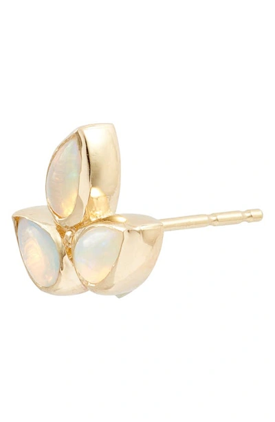 Shop Anzie Bouquet Fleur De Lis Stud Earrings In Australian Opal