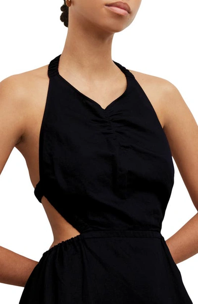 Shop Allsaints Ludo Linen & Cotton Halter Dress In Black