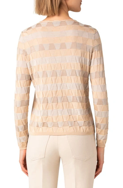 Shop Akris Trapezoid Jacquard Silk Sweater In Cardboard Craft Ecru