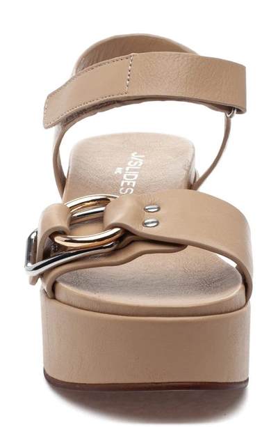 Shop J/slides Nyc Quest Platform Wedge Sandal In Sand Leather
