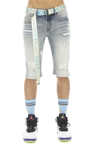 Shop Cult Of Individuality Rocker Belted Slim Fit Stretch Denim Shorts In Bleach
