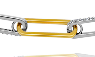 Crislu Two-tone Cubic Zirconia Paperclip Chain Necklace In Platinum & Gold