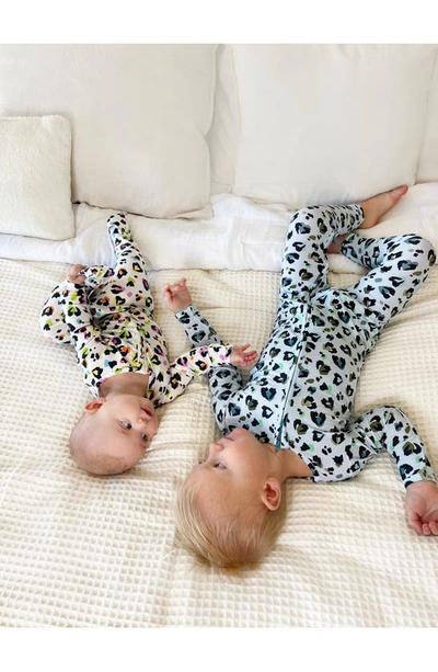 Shop Bellabu Bear Kids' Blue Leopard Convertible Footie Fitted One-piece Pajamas
