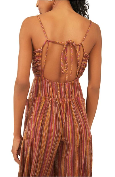 Shop Free People Sundaze For Surfin Halter Jumpsuit In Red Clay Combo